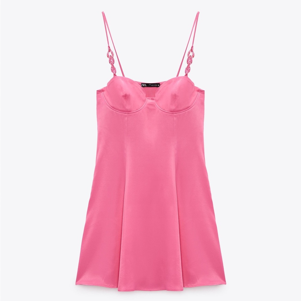 ZARA Pink Satin Corset Mini Dress